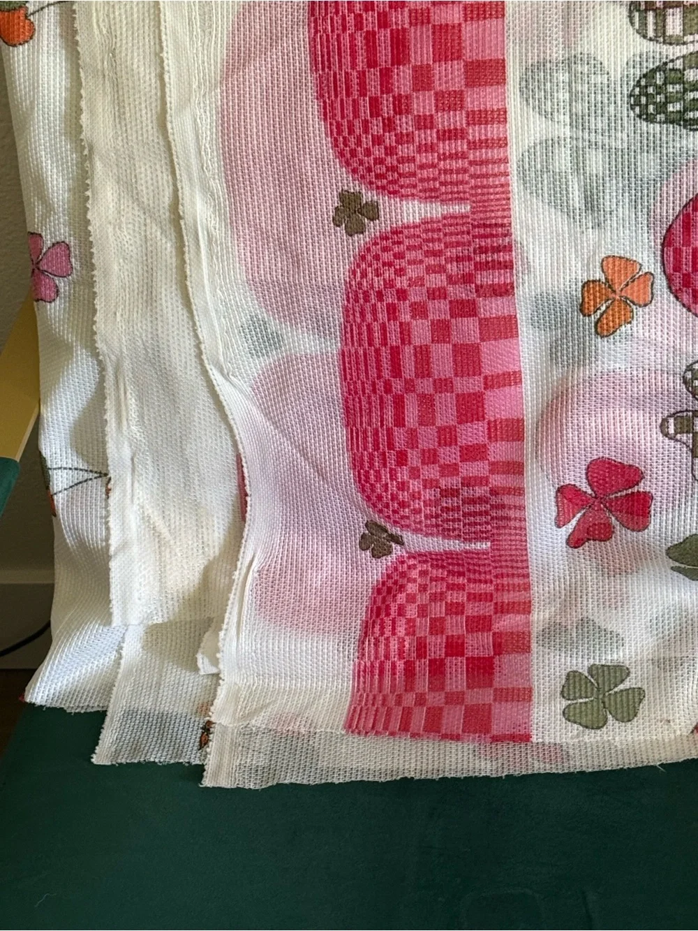 Material Fabric Fruit Print White Transparent